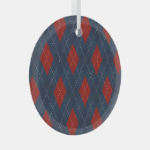 Ornement En Verre Jacquard Royal Bleu Motif de Noël (Avant droite)