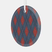 Ornement En Verre Jacquard Royal Bleu Motif de Noël (Avant gauche)