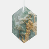 Ornement En Verre jade verte et village or (Avant gauche)