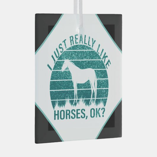 Ornement En Verre J'aime vraiment les chevaux en vert marin (Avant droite)