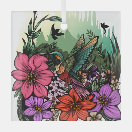 Ornement En Verre Jardin des colibris (Recto)