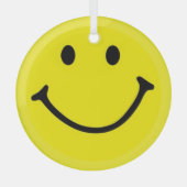 Ornement En Verre Jaune brillant et joyeux visage sourire (Recto)