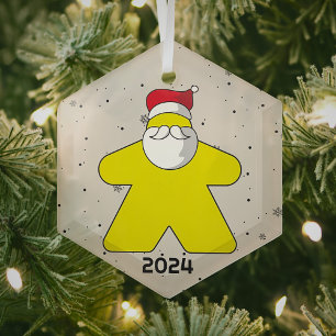 Ornement En Verre Jaune de l'année personnalisée Père Noël Jeu du co