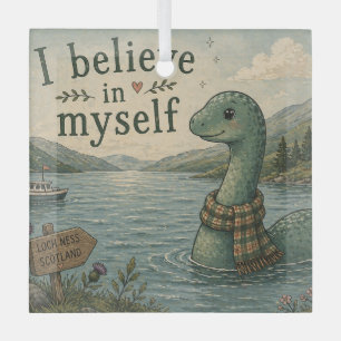 Ornement En Verre Je crois en moi-même Loch Ness Monster fantaisiste