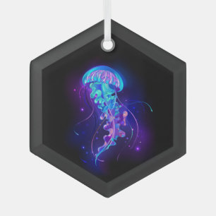 Ornement En Verre Jellyfish éclatante couleur