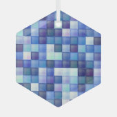 Ornement En Verre Jeu vidéo Pixels Carré bleu Motif (Recto)