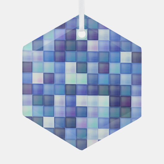 Ornement En Verre Jeu vidéo Pixels Carré bleu Motif (Recto)