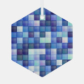 Ornement En Verre Jeu vidéo Pixels Carré bleu Motif (Verso)