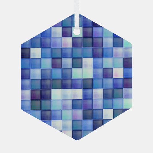 Ornement En Verre Jeu vidéo Pixels Carré bleu Motif (Verso)