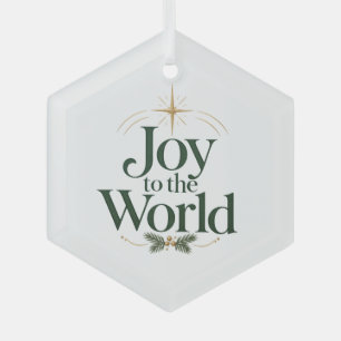 Ornement En Verre Joie au Monde Étoile de Noël et Verre Evergreen