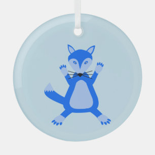 Ornement En Verre Joli bébé renard bleu garçon