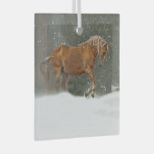 Ornement En Verre Joli cheval à Noël de neige (Avant droite)