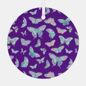 Ornement En Verre Joli Papillons Iridescente sur Noël pourpre (Verso)