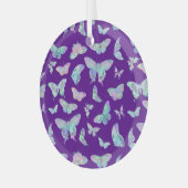 Ornement En Verre Joli Papillons Iridescente sur Noël pourpre (Avant gauche)