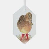 Ornement En Verre Joli Petit Canard Canard Boots Rouges En Caoutchou (Avant droite)