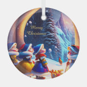 Ornement En Verre Joli petit nain attend Noël (Recto)