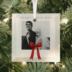Ornement En Verre Joli Red Bow photo Joyeux Noël