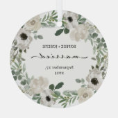 Ornement En Verre Jolie couronne fleurie | Mariage Keepsaké (Verso)