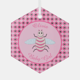 Ornement En Verre Jolie fille rose bébé Bee personnalisée
