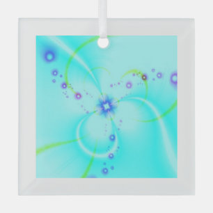Ornement En Verre Jolie Fleur Bleue