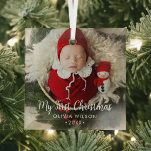 Ornement En Verre Jolie Ma Première Noël Nouveau-Né Photo Bébé