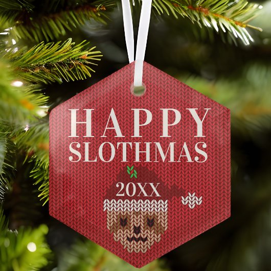 Ornement En Verre Jolie Sloth Personnalisée Année Joyeuse Slothmas R