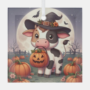 Ornement En Verre Jolie vache sorcière Halloween