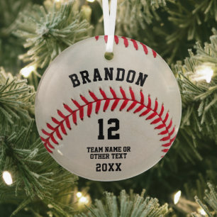 Ornement En Verre Joueur de baseball Balle Rouge Couture Personnalis