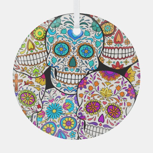 Ornement En Verre Jour de la mort : Motifs mexicains en effervescenc (Recto)