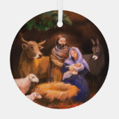 Ornement En Verre Joyeuse nativité de Noël (Verso)