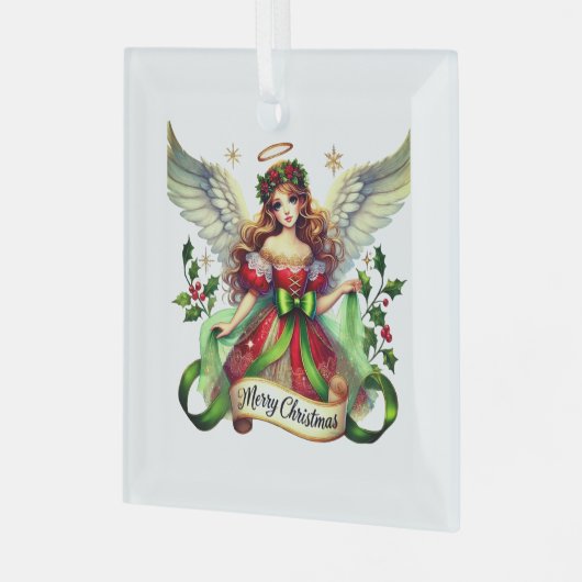 Ornement En Verre Joyeux Ange de Noël (Avant gauche)