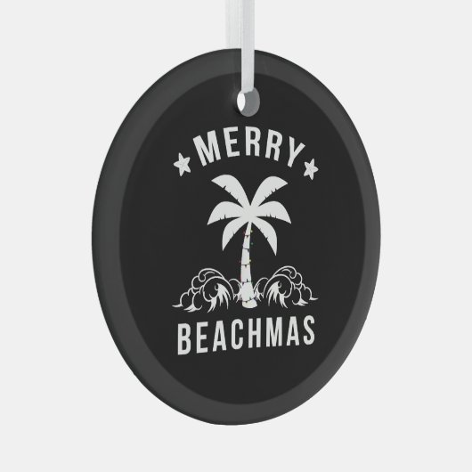 Ornement En Verre Joyeux Beachmas Palm Tree Beach Noël (Avant droite)