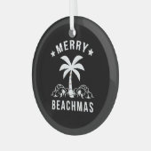 Ornement En Verre Joyeux Beachmas Palm Tree Beach Noël (Avant gauche)
