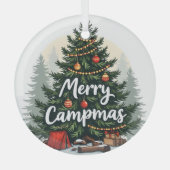 Ornement En Verre Joyeux Campmas Thème de Camping Arbre de Noël (Recto)