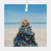 Ornement En Verre Joyeux Floride Noël Tropical Beach Holiday Tree (Verso)