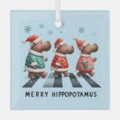 Ornement En Verre Joyeux Hippopotame (Recto)