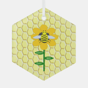 Ornement En Verre Joyeux Jour des abeilles Anniversaire Bumblebee