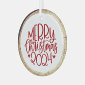 Ornement En Verre Joyeux Noël 2024 Rouge (Avant gauche)