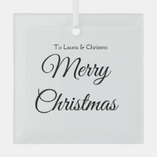 Ornement En Verre Joyeux Noël ajoutez nom texte personnalisé cadeau
