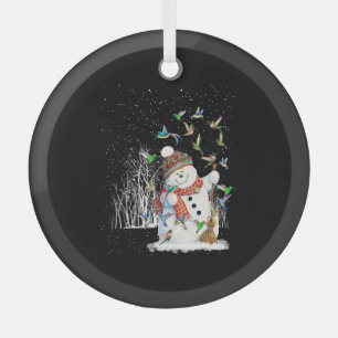 Ornement En Verre Joyeux Noël au colibri Snowman