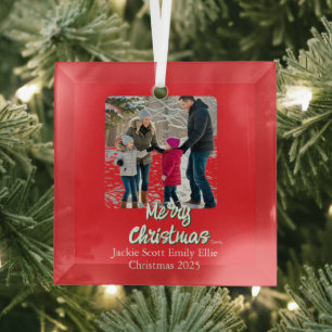 Ornement En Verre Joyeux Noël avec photo simple personnaliser