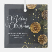 Ornement En Verre Joyeux Noël Elegant Custom Company Cadeau (Recto)