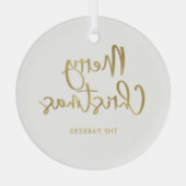 Ornement En Verre Joyeux Noël | Faux Gold Décontracté Script (Verso)