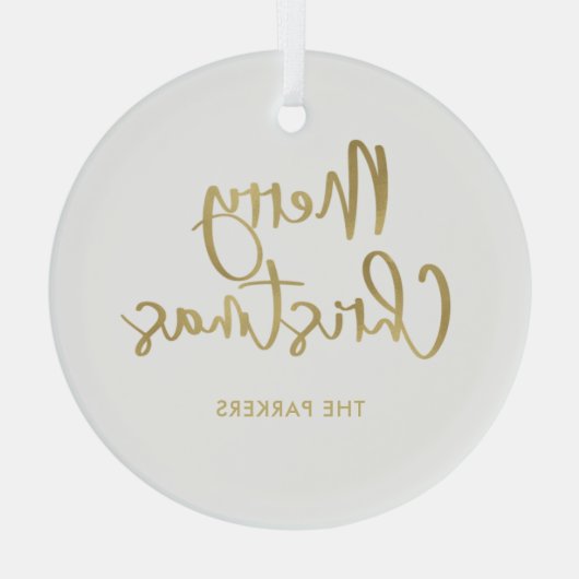Ornement En Verre Joyeux Noël | Faux Gold Décontracté Script (Verso)
