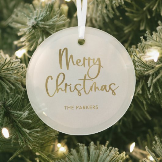 Ornement En Verre Joyeux Noël | Faux Gold Décontracté Script (Insitu)