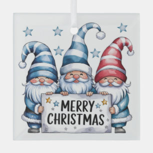 Ornement En Verre Joyeux Noël Gnomes