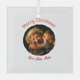 Ornement En Verre Joyeux Noël grand-mère fille photo cercle