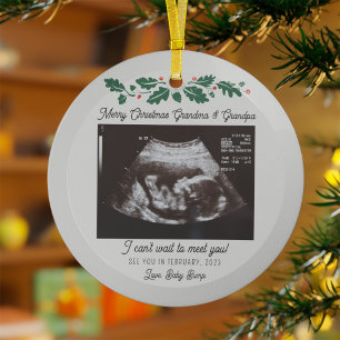 Ornement En Verre Joyeux Noël Grand-parents Grossesse Ultrasound