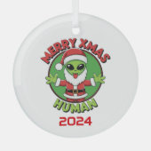 Ornement En Verre Joyeux Noël Humains (Recto)