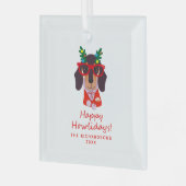 Ornement En Verre Joyeux Noël Mignon Chien Drôle Vacances Arbre Déco (Avant gauche)